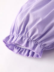 Girls Butterfly Smocking Embroidered Purple Dress