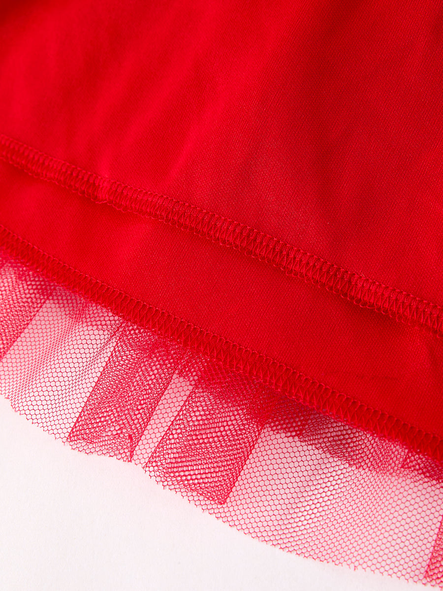 Valentine's Day Summer Red Girls' Tulle Skirt
