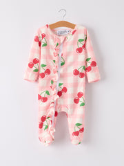 Waffle Cherry Plaid Girls' Romper