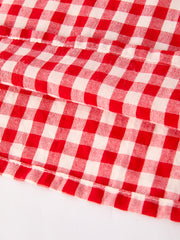 Red Cherry Bow Plaid Smocking Embroidery Girls'  Dress