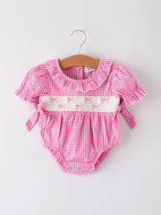 Bow Embroidered Plaid Baby Girl Romper