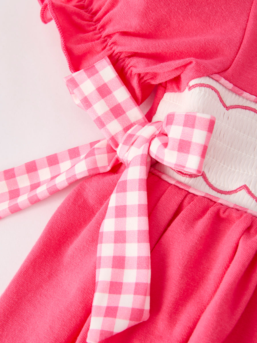 Hot Pink Smocked Church Christ Bishop Christening Dress