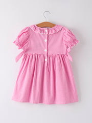 Bow Embroidered Plaid Baby Girl Dress