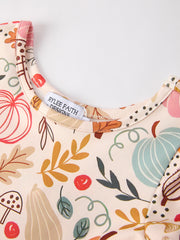 Fall Thanksgiving Pumpkin Leaf Print Dress