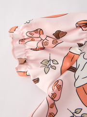 Halloween Pine Cone Coffee Print Girls Dress