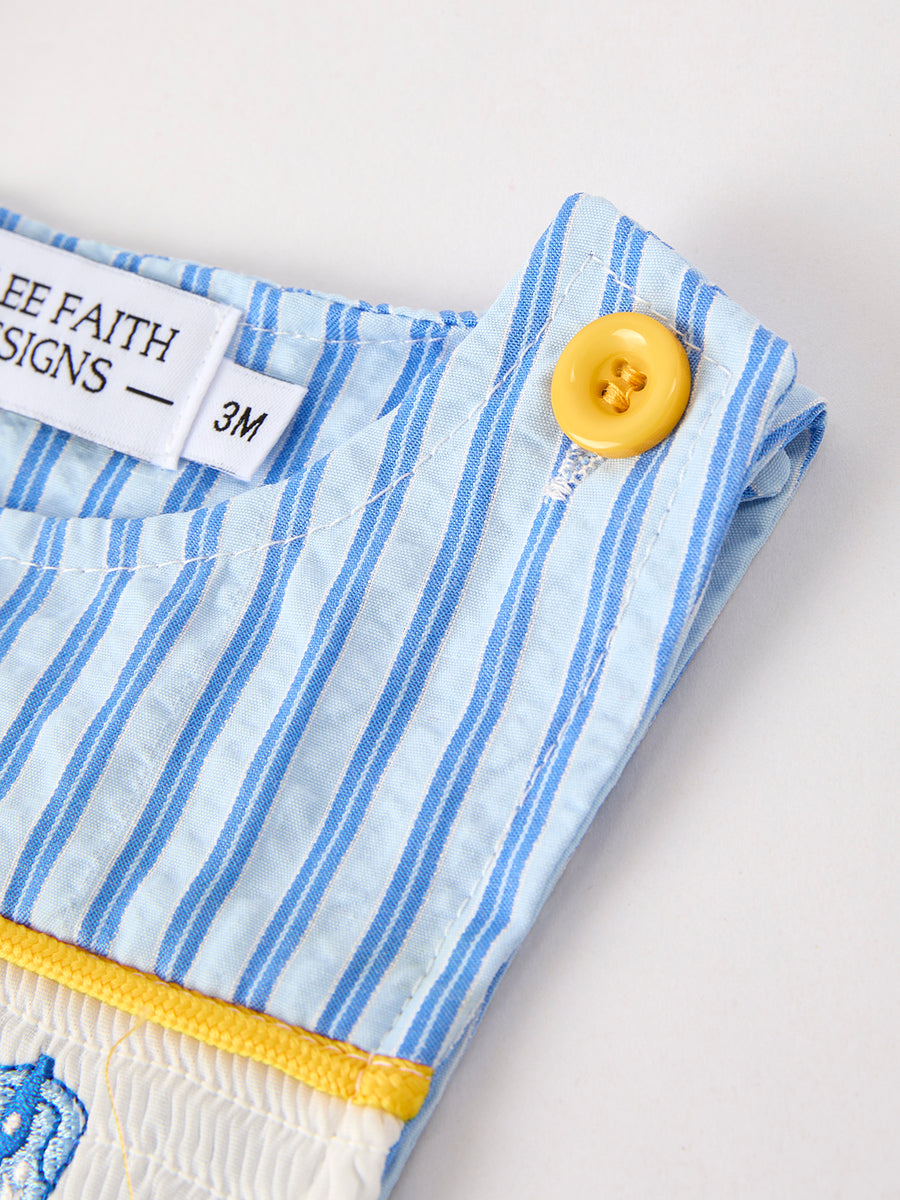 Autumn Blue Striped Baby Boys' Romper