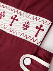 Dark Red Smocked Church Christ Bishop Christening Boys' Romper