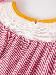 Autumn Rooster Smock Embroidered Girls Dress