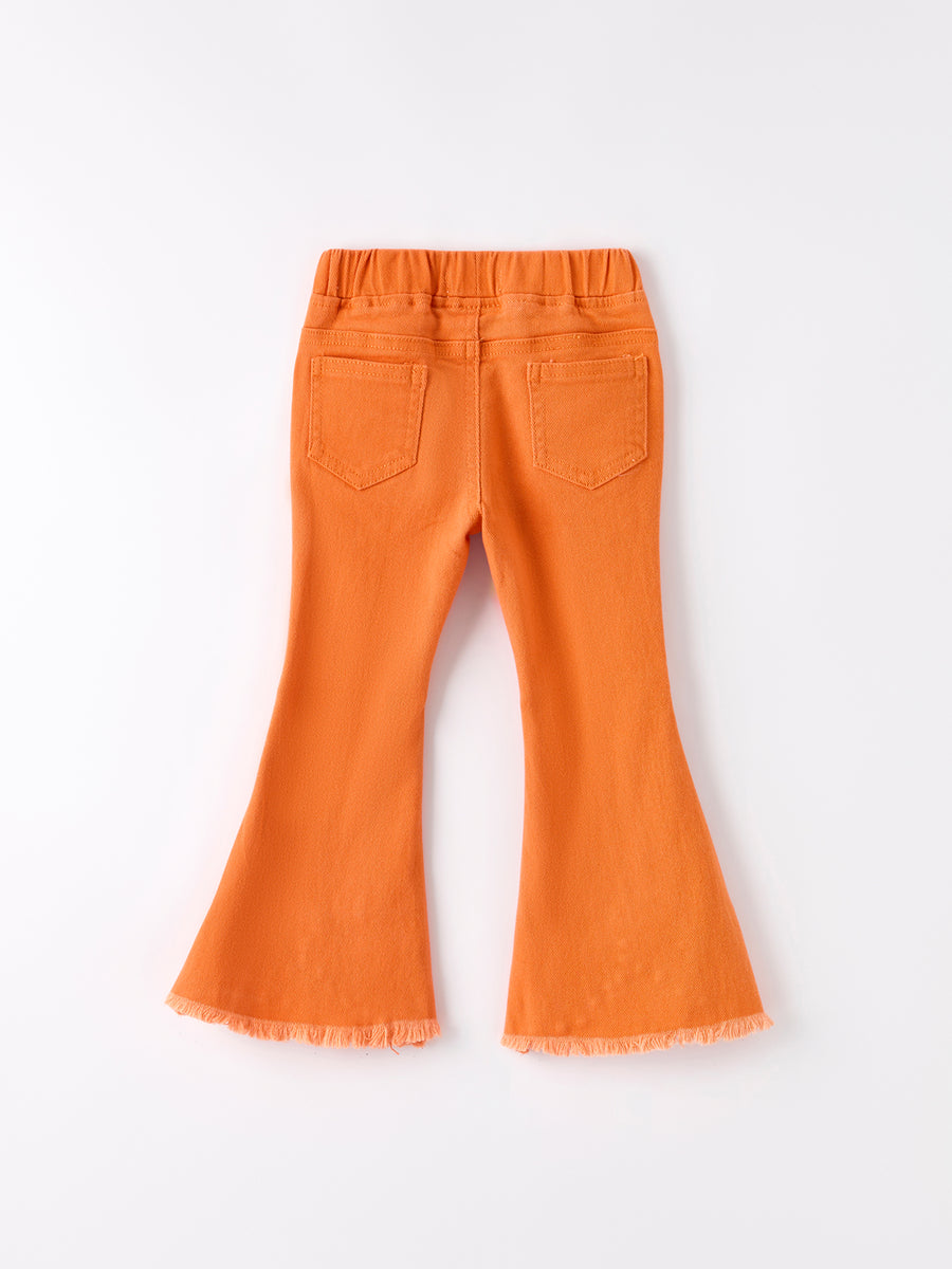 Orange Flared Elastic Jeans