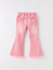 Pink Flared Elastic Jeans Denim pant