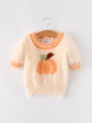 Fall Pumpkin Orange Girls Pullover Sweater