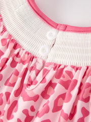 Pink Smocked Church Christ Bishop Christening Leopard Girl Dress