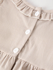Fall Halloween & Thanksgiving Pumpkin Embroidery Smock Plaid Girls Dress