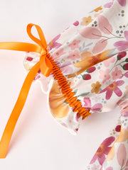 Thanksgiving Pumpkin Embroidery Smack Floral Baby Girl Dress