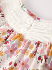 Thanksgiving Pumpkin Embroidery Smack Floral Baby Girl Dress