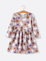 2 Piece Halloween Ghost Striped Girls Dress Set