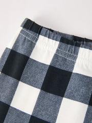 Black And White Checked Girls' Bell-Bottom Pants