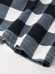 Black And White Checked Girls' Bell-Bottom Pants