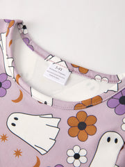 2 Piece Halloween Ghost Striped Girls Dress Set