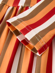 2 Piece Thanksgiving Pumpkin Stripe Print Girls Dress Set