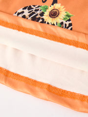 Thanksgiving Pumpkin Leopard Floral Print Girls Dress