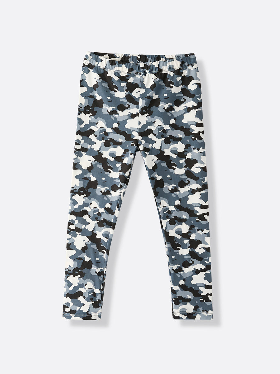 Girls Black Camouflage Casual Pants Two-Piece Set