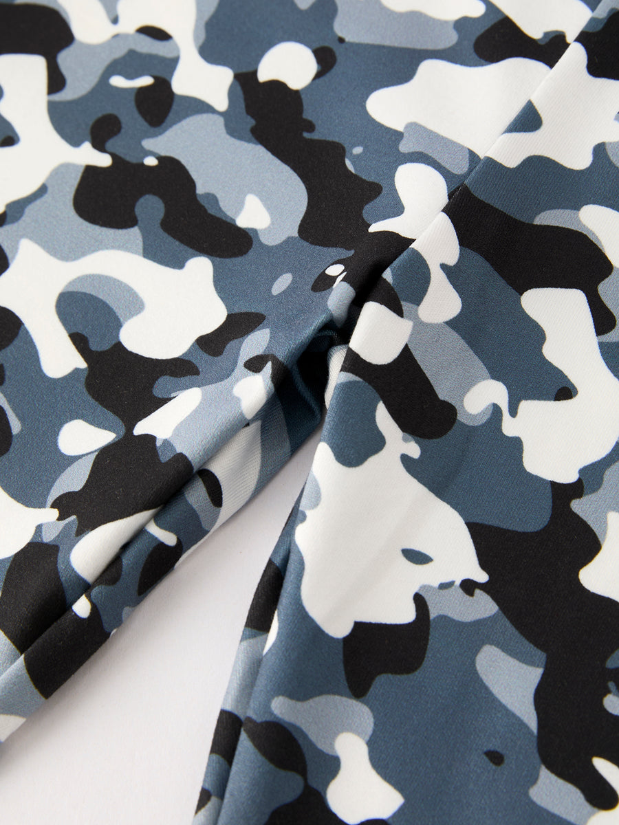 Girls Black Camouflage Casual Pants Two-Piece Set