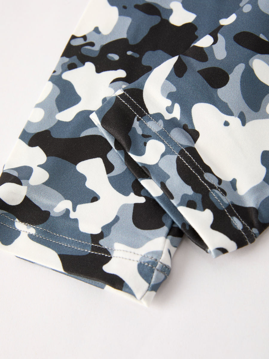 Girls Black Camouflage Casual Pants Two-Piece Set