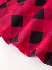 Red And Black Plaid Bell-Bottomed Pants