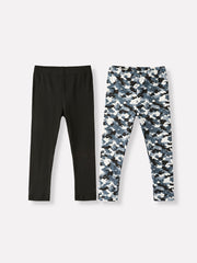 Girls Black Camouflage Casual Pants Two-Piece Set