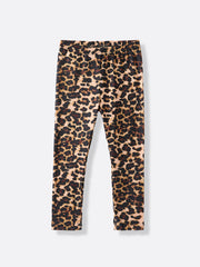 Girls Black Leopard Casual Pants Two-Piece Set