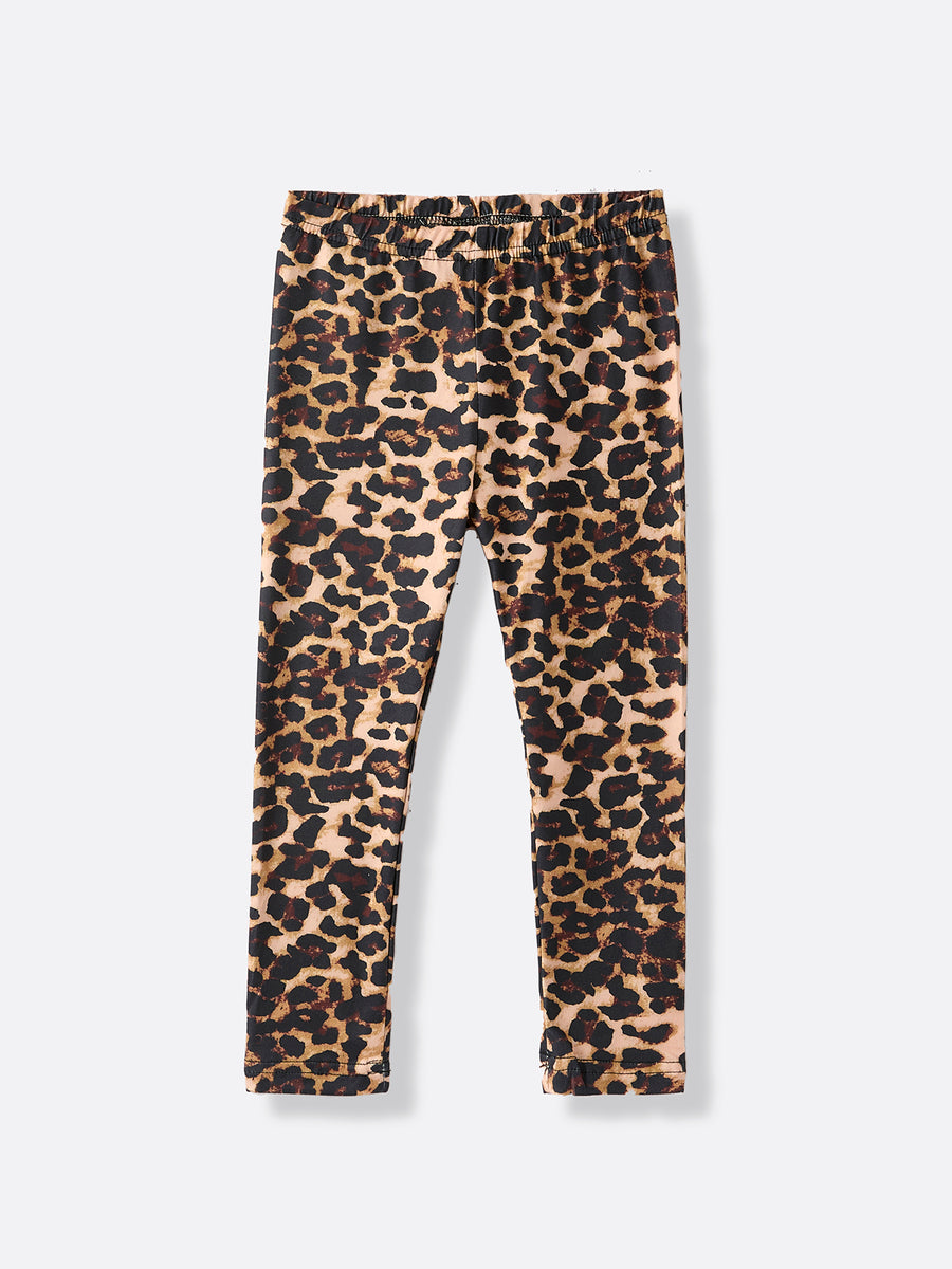 Girls Black Leopard Casual Pants Two-Piece Set