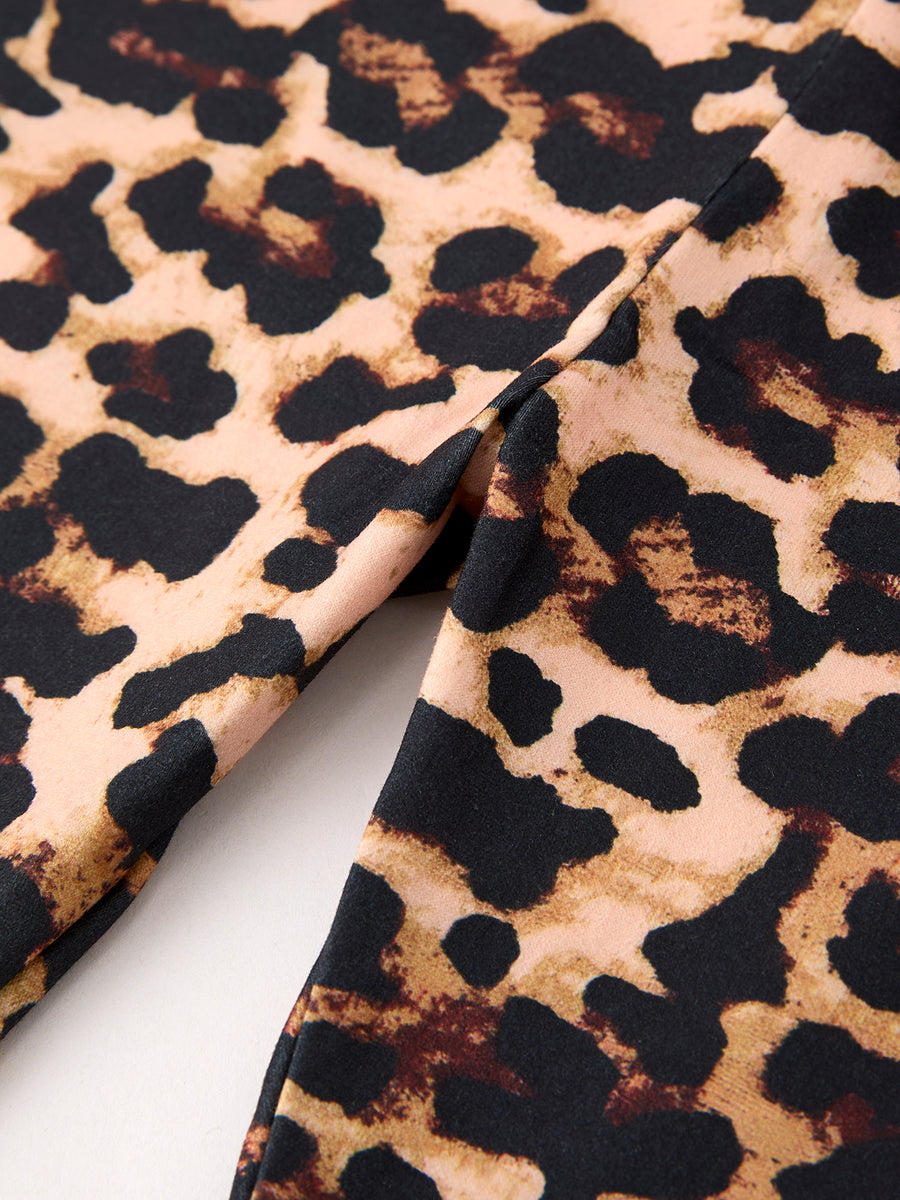 Girls Black Leopard Casual Pants Two-Piece Set