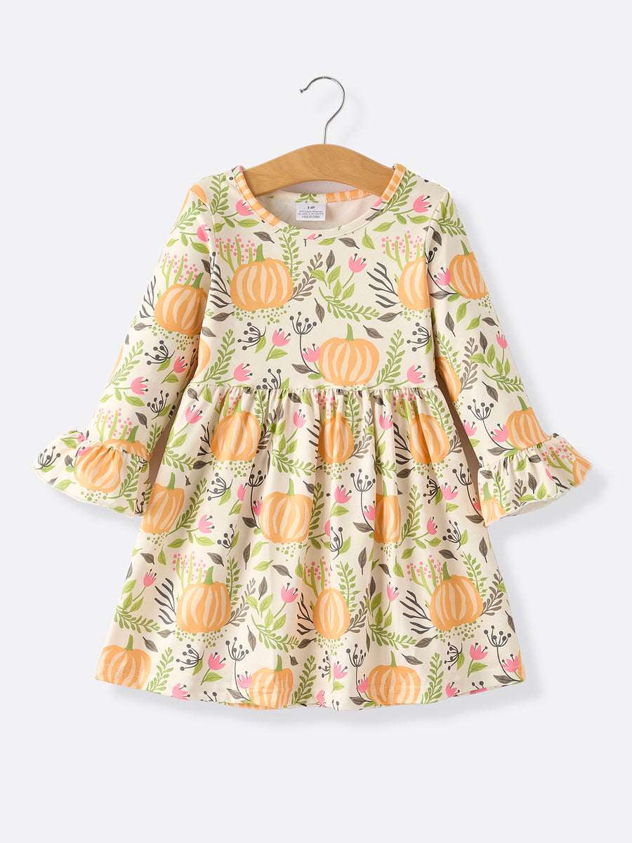 2 Piece Fall Halloween Thanksgiving Girls Dress Set