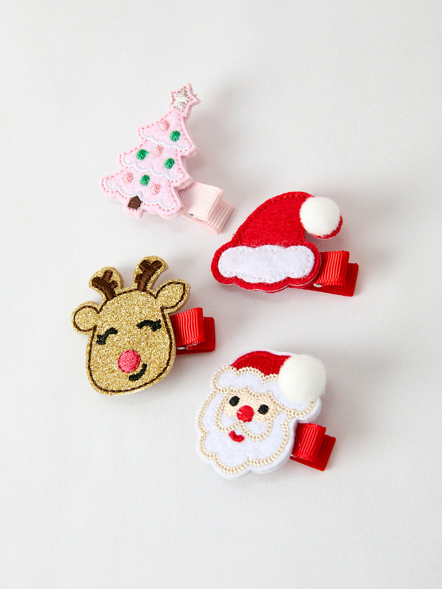 Winter Christmas Girls Hair Clips 1.8 Inch