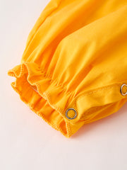 Fall Halloween & Thanksgiving Turkey Nuts Smock Embroidered Yellow Baby Girl Romper