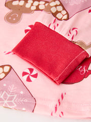 Christmas Print 2 Tops + 1 Pant Combination Girls Pajama Set