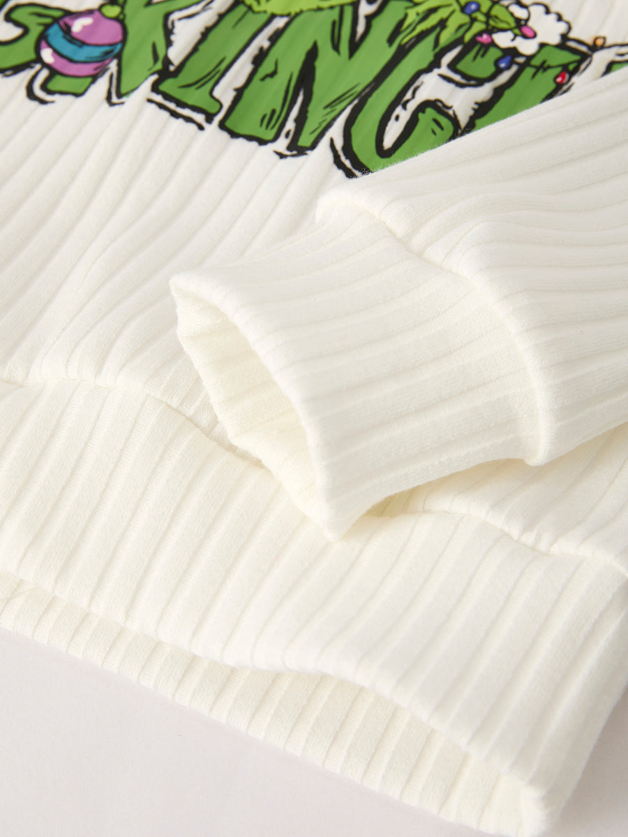 Christmas Character Print Sweatshirt & Bell Bottom Pants Set