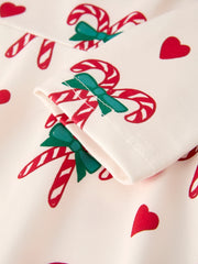 Candy Cane & Heart Christmas Girls Dress