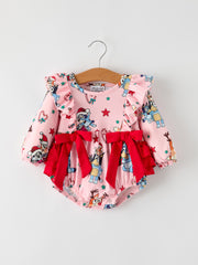 Christmas Character Festive Baby Girls Romper with Ruffles