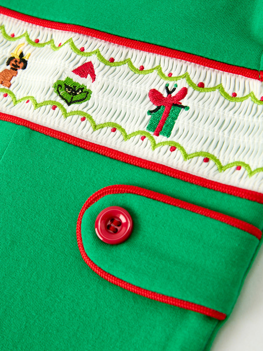 Christmas Character Candy Embroidery Baby Boy Romper