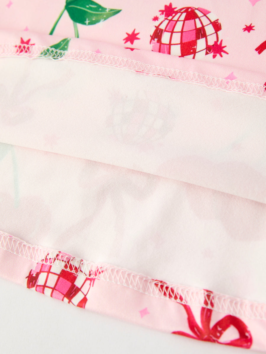 Christmas Cherry Sweetness: Playful Pink Girls Dress for Little Fashionistas