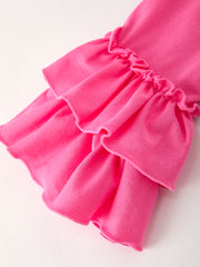 Fall Thanksgiving Pumpkin Embroidered Ruffled Pink Leggings Girls Set