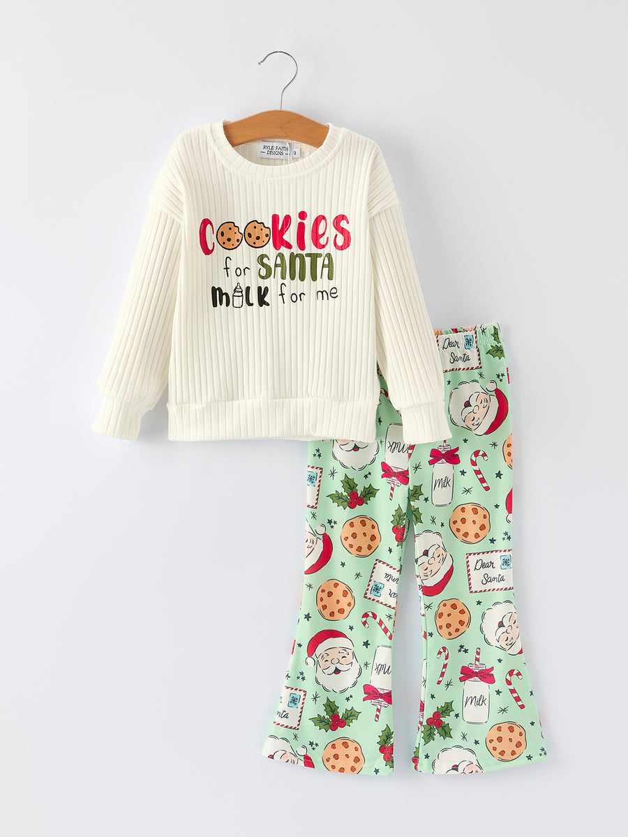 Christmas "Cookies for SANTA, Milk for Me" Girls Outfit