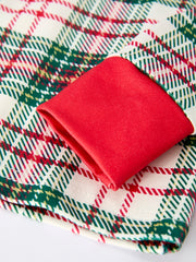 Mommy & Me Christmas Plaid Girls Pajamas Set with Long Sleeves and Red Cuffs