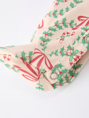 Christmas Wreath Print Baby Girls Romper Long Sleeve Holiday Outfit