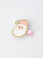 Christmas Pink Santa Girls 2-inch Hair Clip– Pink Girls' Hair Accessory