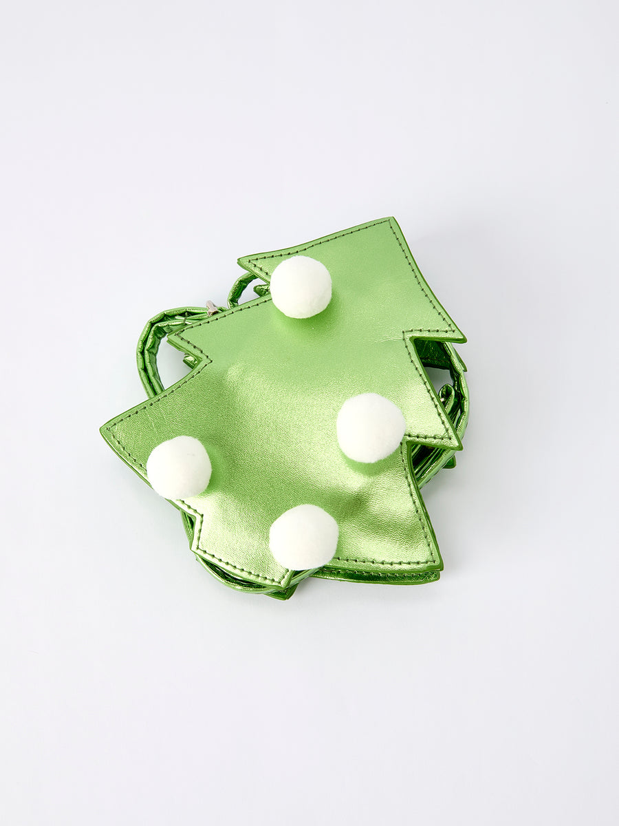 Christmas Kids Christmas Tree Shaped Crossbody Bag Cute Shiny Shoulder Purse