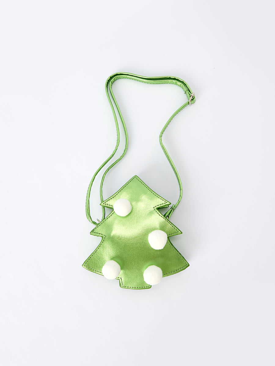 Christmas Kids Christmas Tree Shaped Crossbody Bag Cute Shiny Shoulder Purse