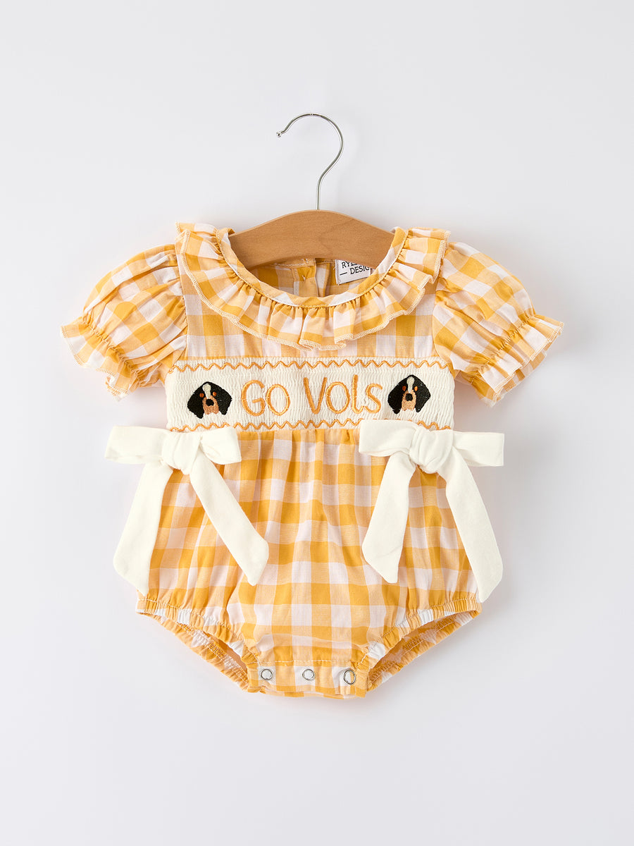 Toddler Girls Smocking Embroidered Plaid Dress